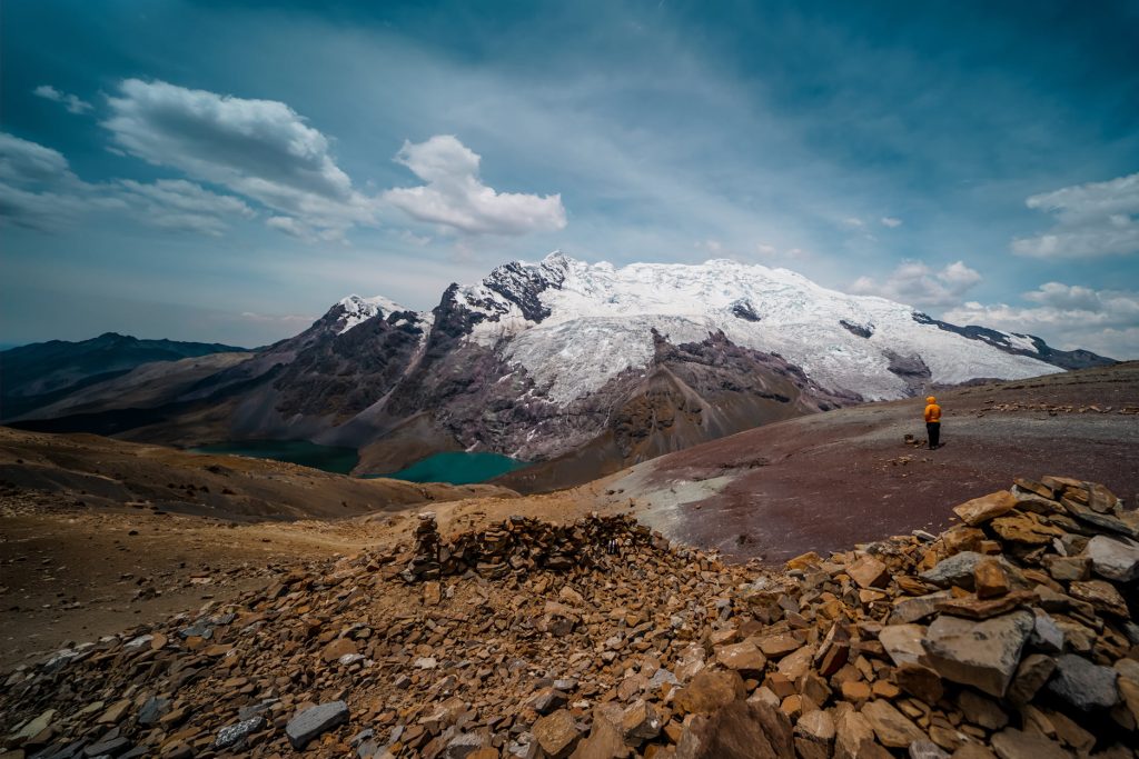 Tourist on the sacred mountain of Ausangate