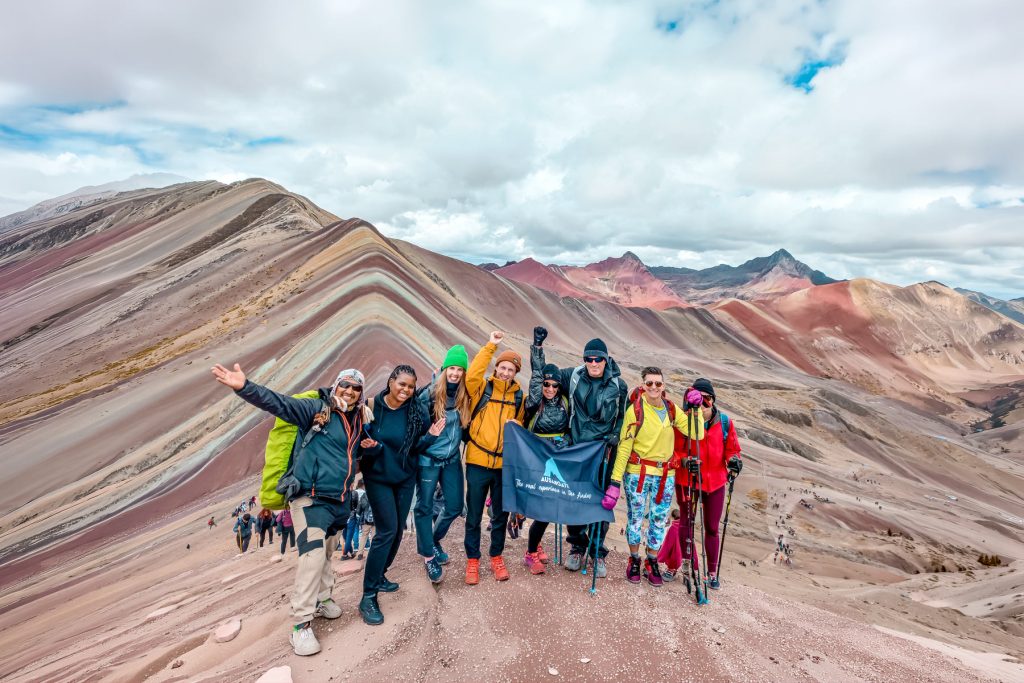 Large group of tourists at Rainbow Mountain (Vinicunca)