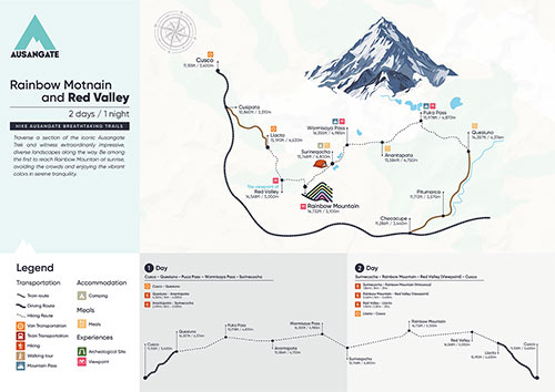 Map of Rainbow Mountain & Red Valley 2 days