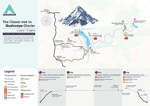 Map of The Classic Trek to the Quelccaya Glacier 4 days